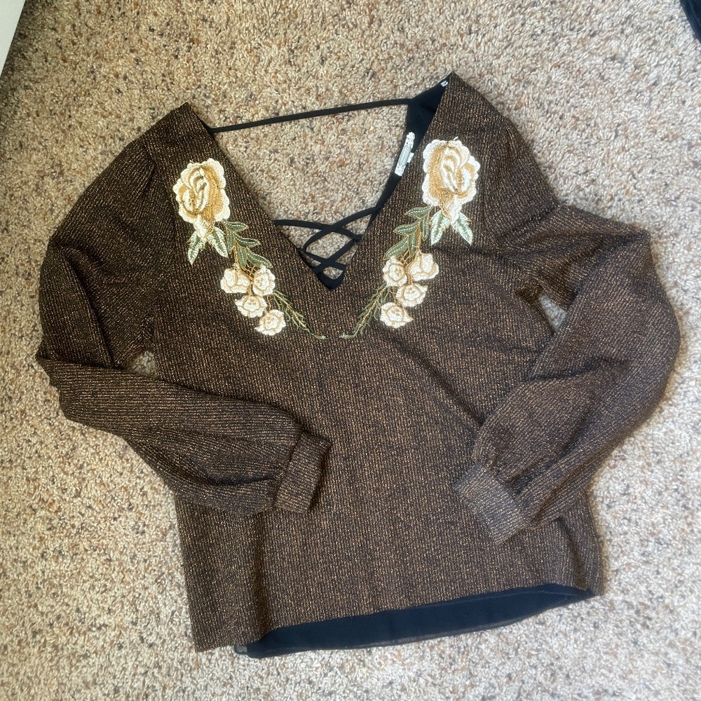 Sparkle Embroidered Top Size Small